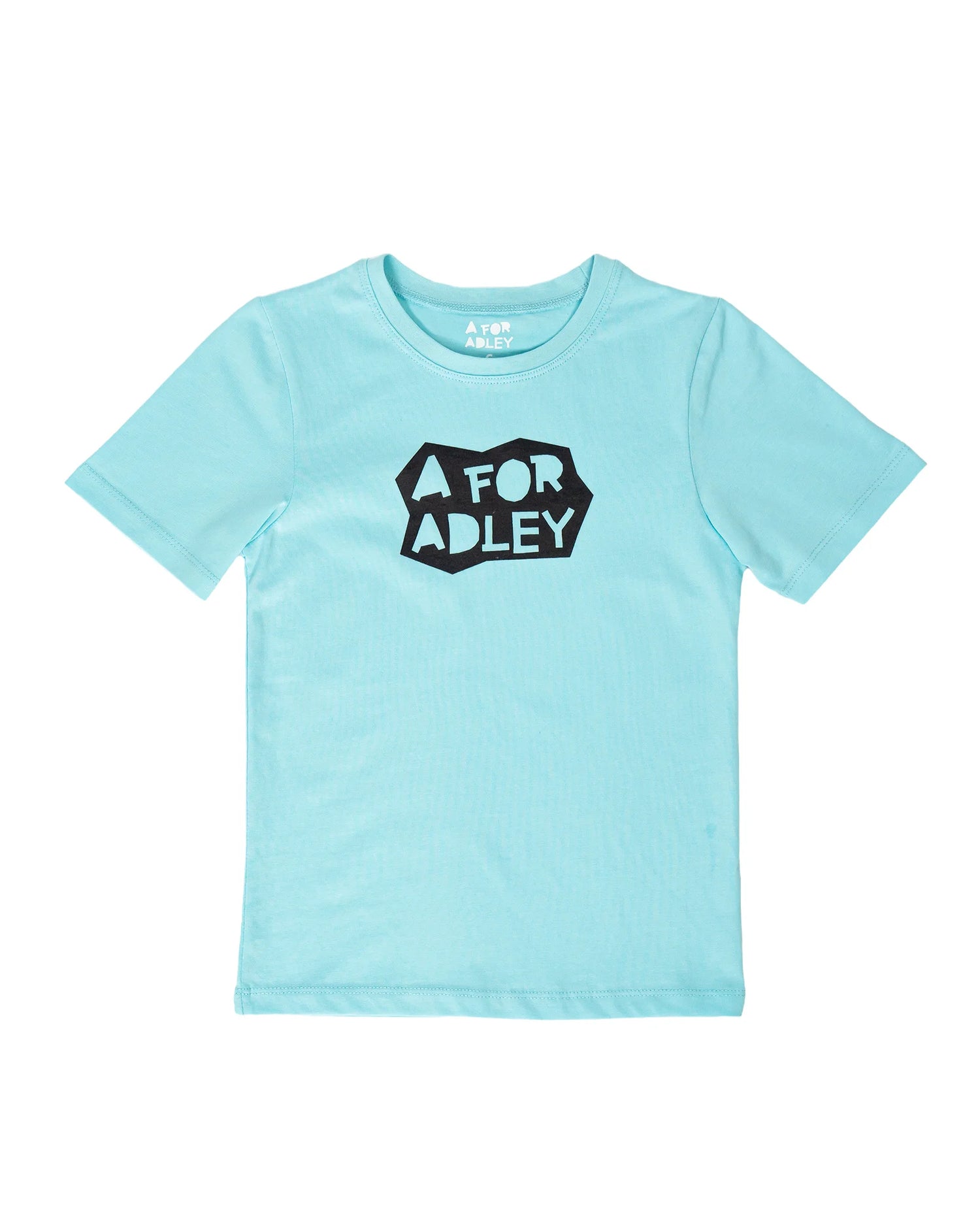 A for Adley Black Cutout Tee (teal)