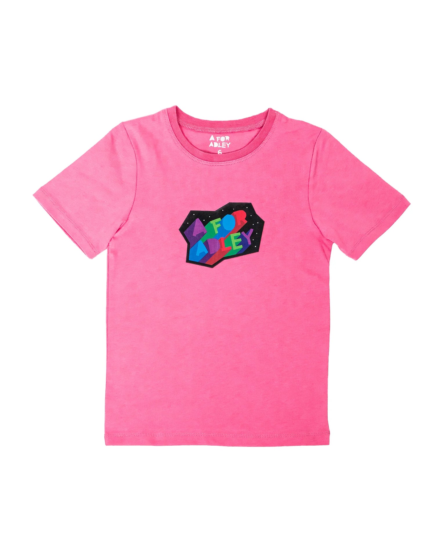 A for Adley Retro Galaxy Tee (dark pink)