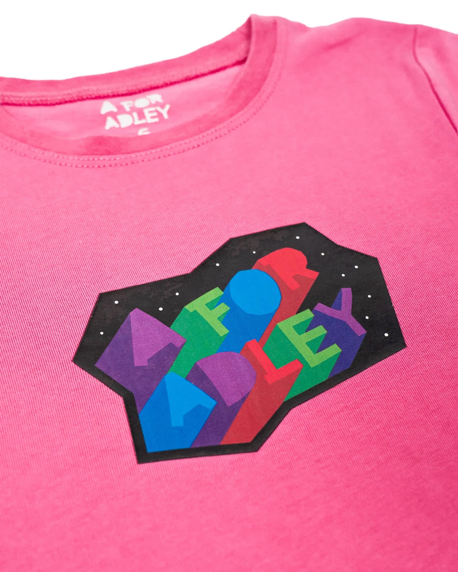 A for Adley Retro Galaxy Tee (dark pink)