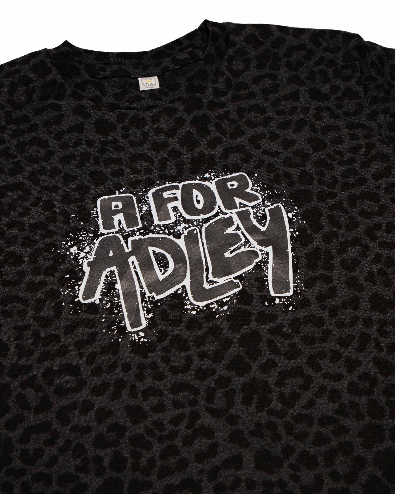 A for Adley's Spray Logo Tee (black cheetah)