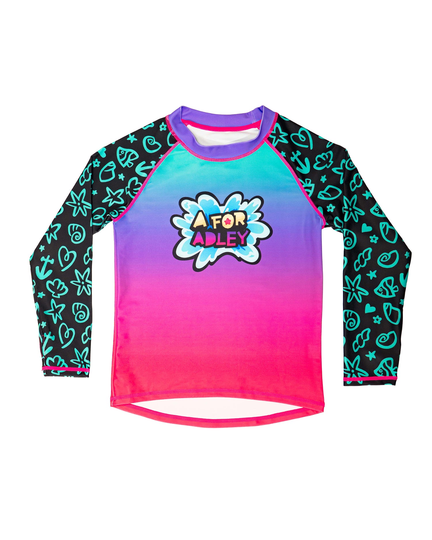 A for Adley Summer Splash Rashguard