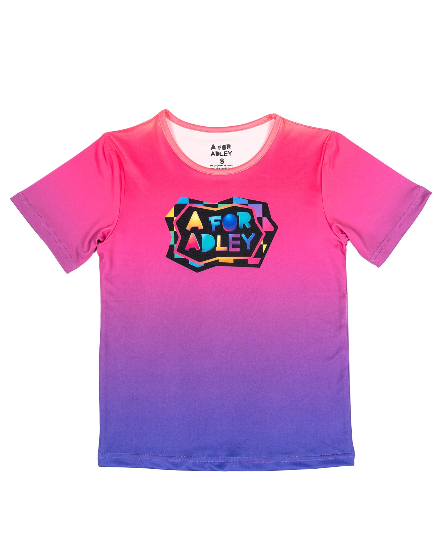 A for Adley Neon Checkered Gradient Tee