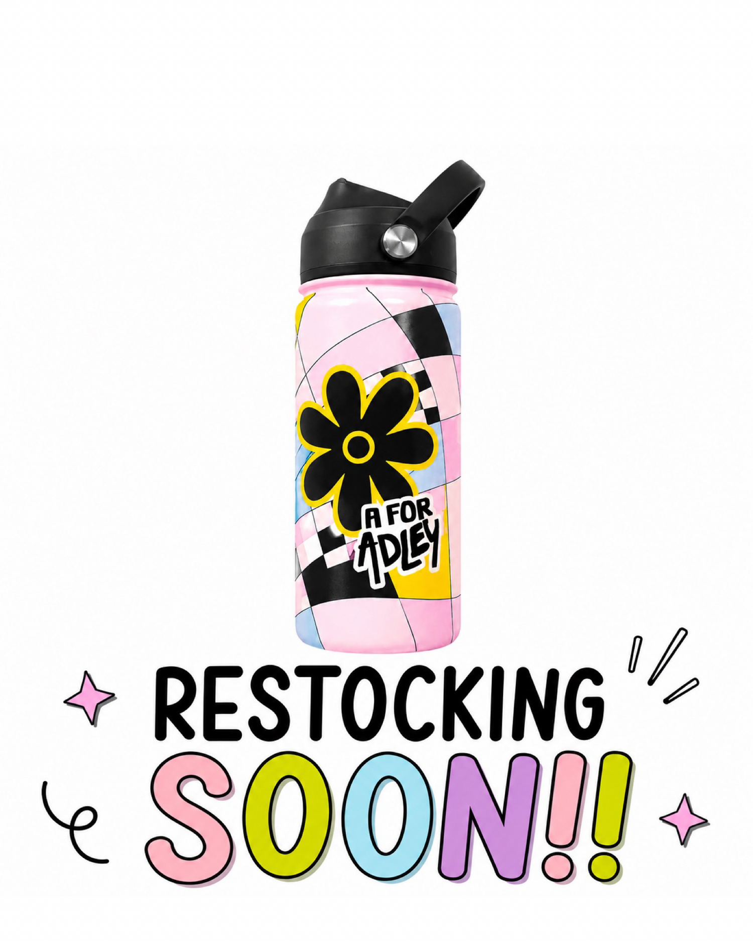 Adley's Pastel Patchwork x Y2K Water Bottle