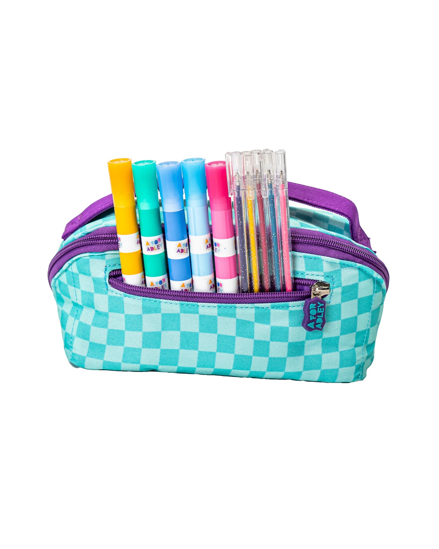 Adley's Retro Checkered Pencil Case