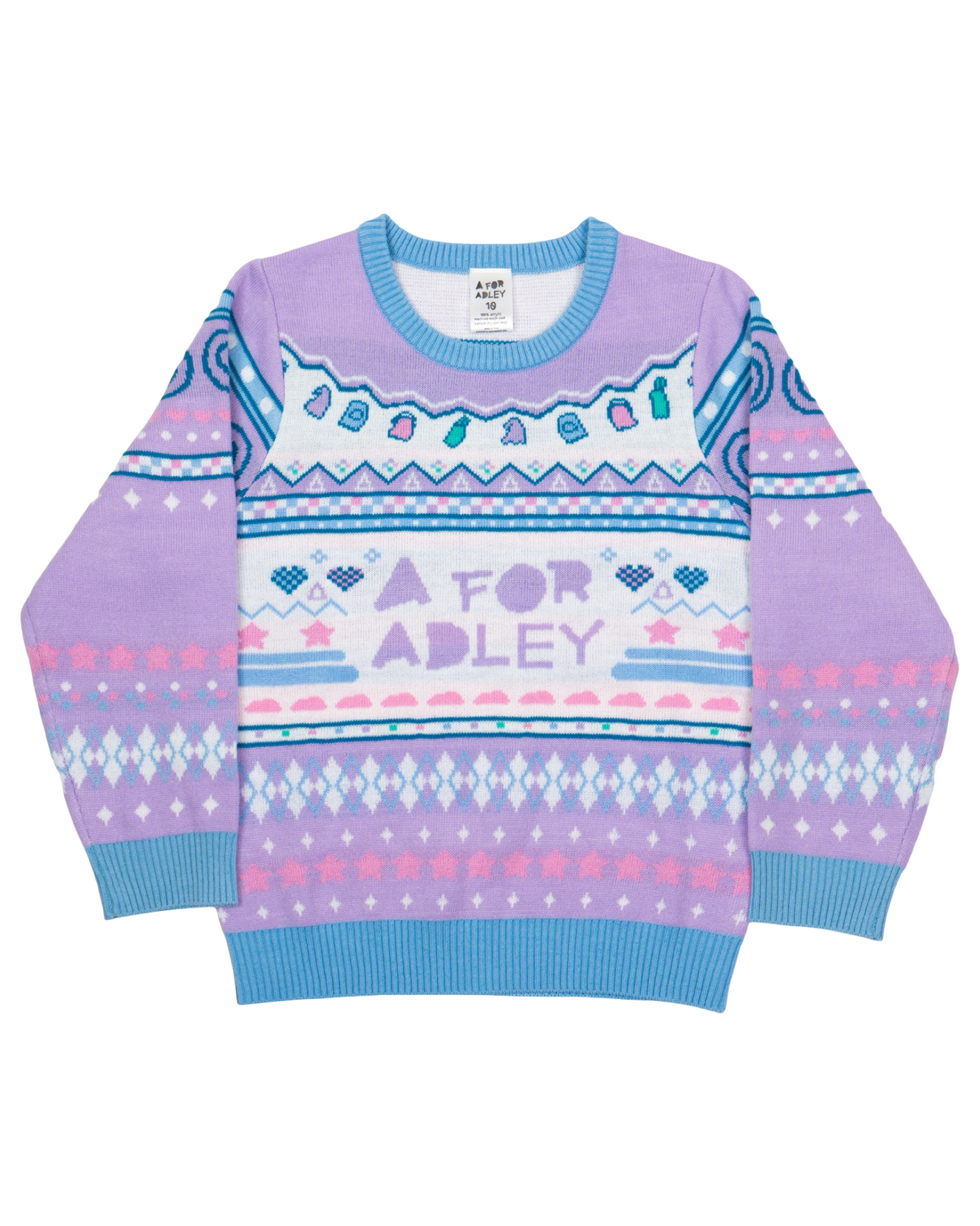 A for Adley Purple Pastel Ugly Sweater