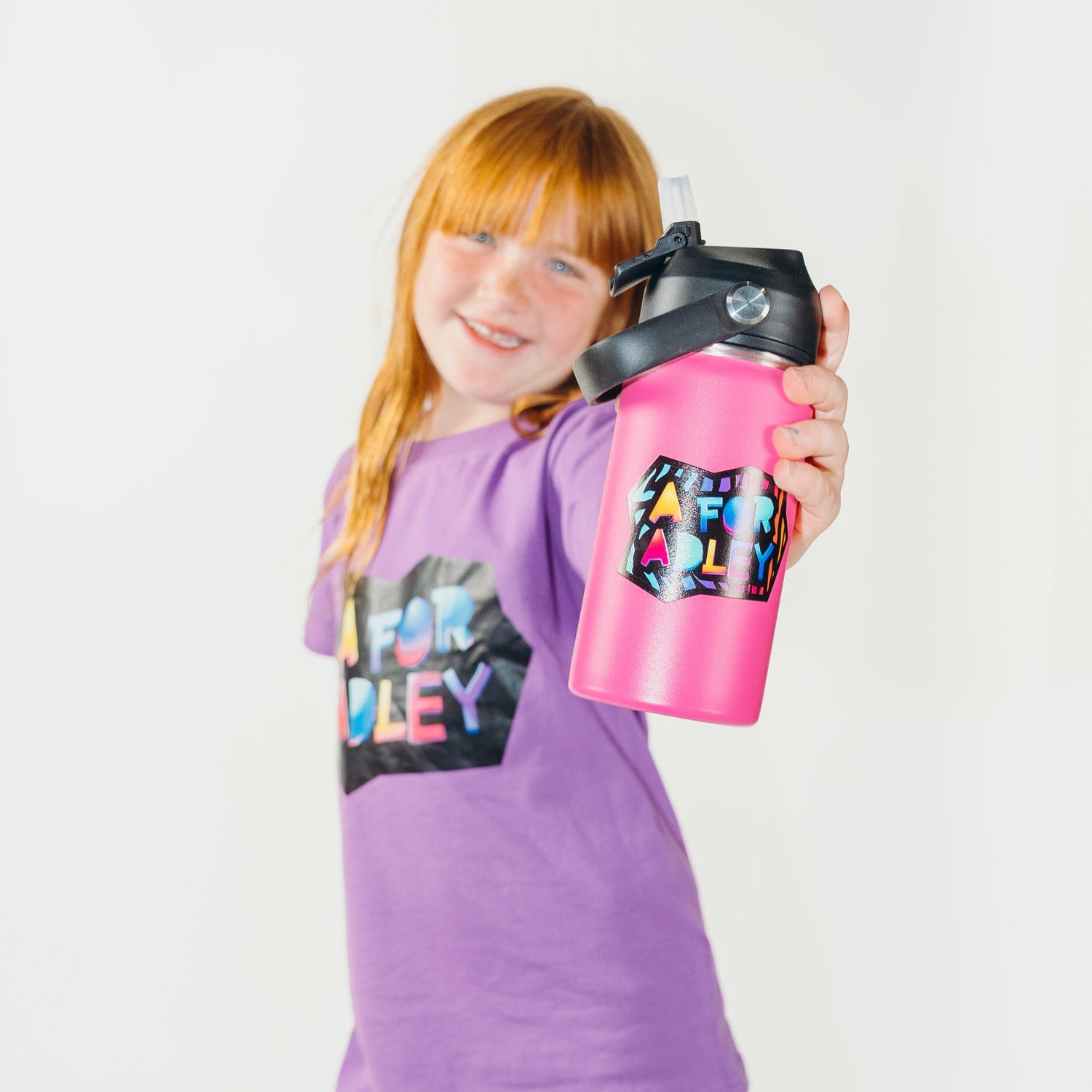 Adley's Neon Rainbow Water Bottles