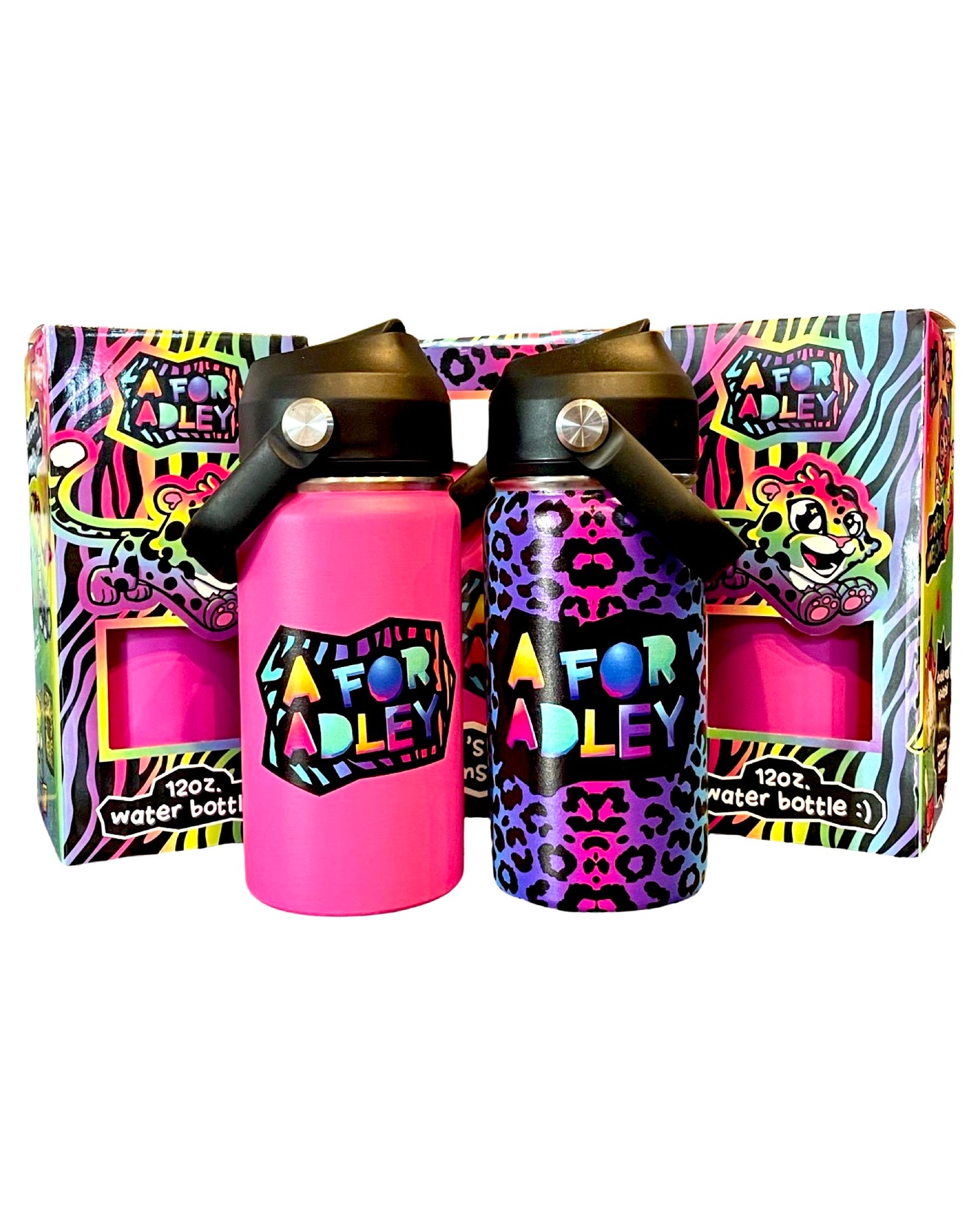 Adley's Neon Rainbow Water Bottles