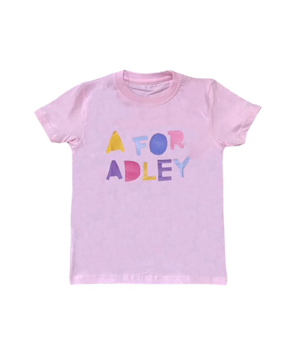 A for Adley BFF Rainbow Tee (light pink)