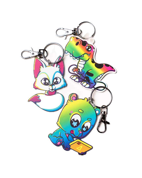 Neon Rainbow Friends Keychain Pack