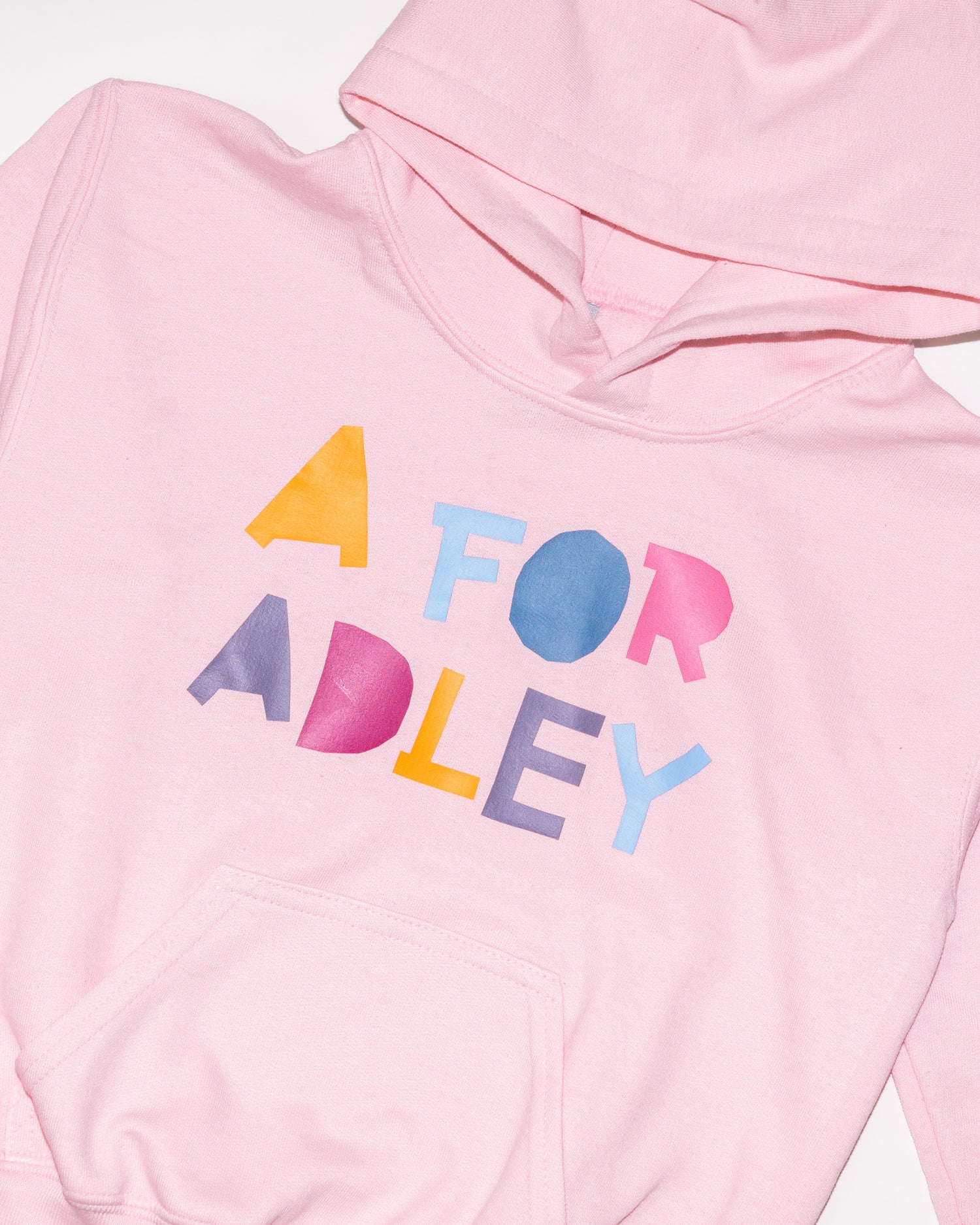 A for Adley BFF Rainbow Hoodie (light pink)
